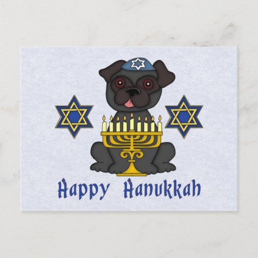 Black Pug - Hanukkah Card Feestdagenkaart (Voorkant)