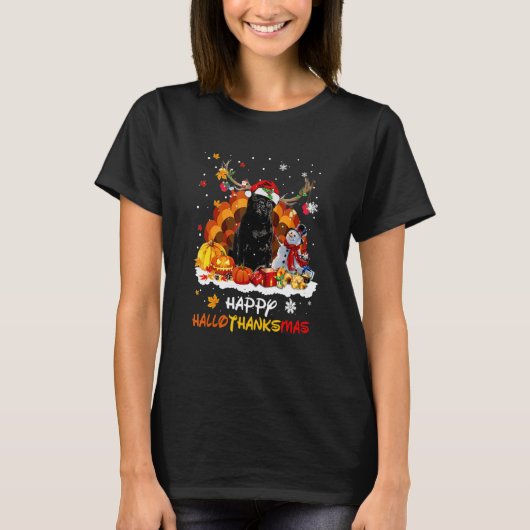Black Pug Happy Hanksmas T-shirt (Voorkant)