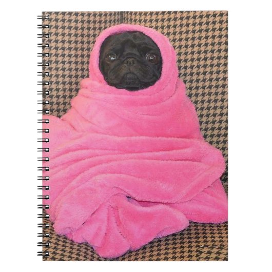 Black Pug in een roze tas Notitieboek (Voorkant)