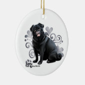 Black Pug Keramisch Ornament (Rechts)
