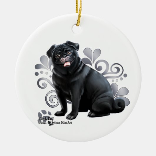 Black Pug Keramisch Ornament (Voorkant)