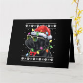 Black Pug kerstboom Dog mam Pap Ugly Sweater Kaart (Gele Bloem)