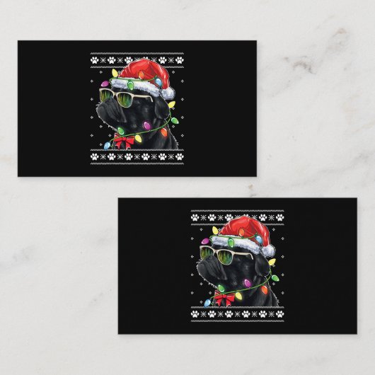 Black Pug kerstboom Dog mam Pap Ugly Sweater Visitekaartje (Voorkant / Achterkant)