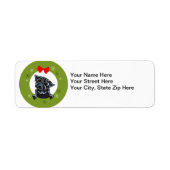 Black Pug Kerstmis Etiket (Voorkant)