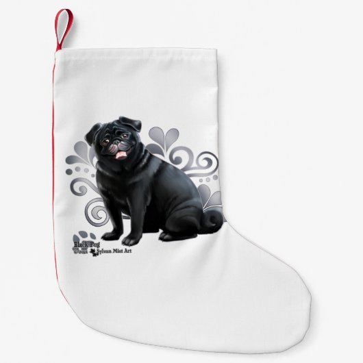 Black Pug Kleine Kerstsok (Voorkant)