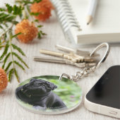 Black Pug Laing Down Sleutelhanger (Voorkant Rechts)