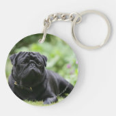 Black Pug Laing Down Sleutelhanger (Achterkant)