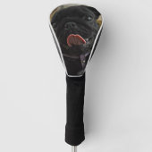black pug licking golfheadcover (Voorkant)