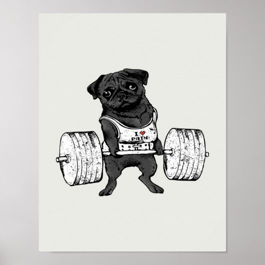 Black Pug Lift | Funny Pug Lover Poster (Voorkant)