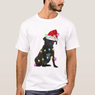 Black Pug Light Kerstmis, kerstlicht T-shirt