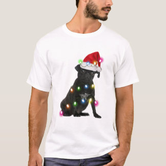 Black Pug Light Kerstmis, kerstlicht T-shirt