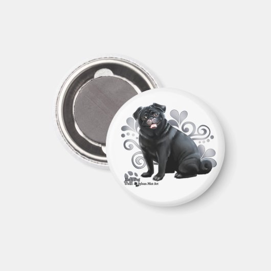 Black Pug Magneet (Voorkant / Achterkant)