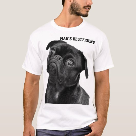 Black PUG MAN'S BESTE VRIEND WIT SHIRT (Voorkant)