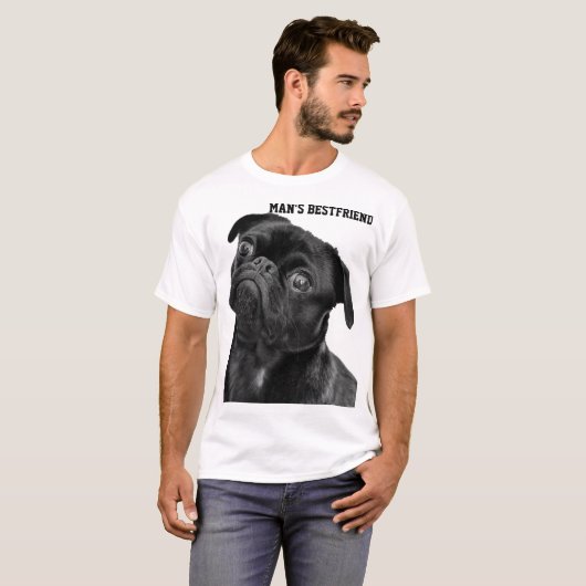Black PUG MAN'S BESTE VRIEND WIT SHIRT (Voorkant volledig)