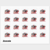 Black Pug Merry Kerstmis met Poinsettia Flower Vierkante Sticker (Vel)