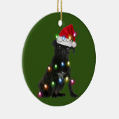 Black Pug met kerstscafts Santa Hat Keramisch Ornament (Rechts)