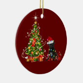 Black pug met Pet kerst Keramisch Ornament (Rechts)