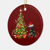 Black pug met Pet kerst Keramisch Ornament (Links)