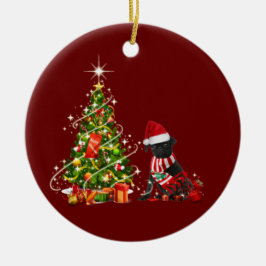 Black pug met Pet kerst Keramisch Ornament