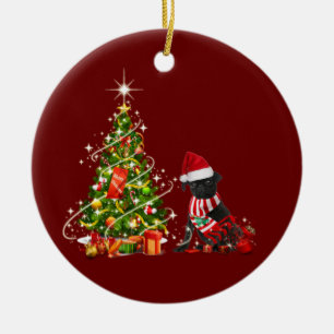Black pug met Pet kerst Keramisch Ornament