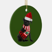Black Pug met Pet schaatskerst Keramisch Ornament (Rechts)