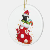 Black pug met Pet Socket-kerst Keramisch Ornament (Links)