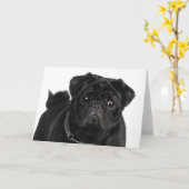 Black Pug Note Kaart (Gele Bloem)