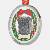Black Pug Ornament - Personeel met naam of datum (Links)