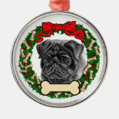 Black Pug Ornament - Personeel met naam of datum (Voorkant)