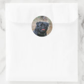 Black Pug Panting terwijl het bekijken van Camera Ronde Sticker (Tas)