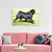 Black Pug Panting tijdens het lopen Canvas Afdruk (Insitu (Woonkamer))