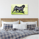 Black Pug Panting tijdens het lopen Canvas Afdruk (Insitu (Slaapkamer))