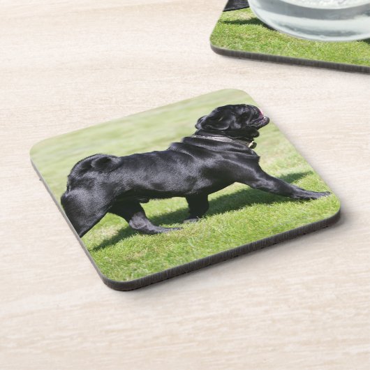Black Pug Panting tijdens het lopen Drankjes Onderzetter (Linkerzijde)