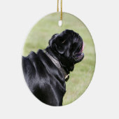 Black Pug Panting tijdens het lopen Keramisch Ornament (Rechts)