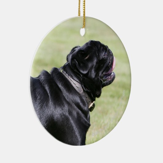 Black Pug Panting tijdens het lopen Keramisch Ornament (Rechts)