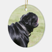 Black Pug Panting tijdens het lopen Keramisch Ornament (Links)