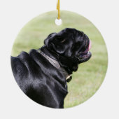 Black Pug Panting tijdens het lopen Keramisch Ornament (Achterkant)