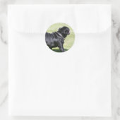 Black Pug Panting tijdens het lopen Ronde Sticker (Tas)
