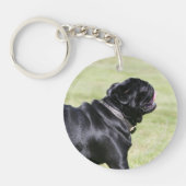 Black Pug Panting tijdens het lopen Sleutelhanger (Voorkant)