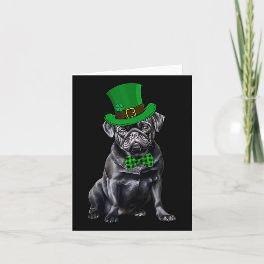 Black Pug Patricks Day Pet Funny St Patricks Day D Kaart (Voorkant)