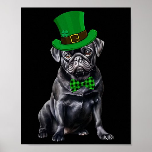 Black Pug Patricks Day Pet Funny St Patricks Day D Poster (Voorkant)
