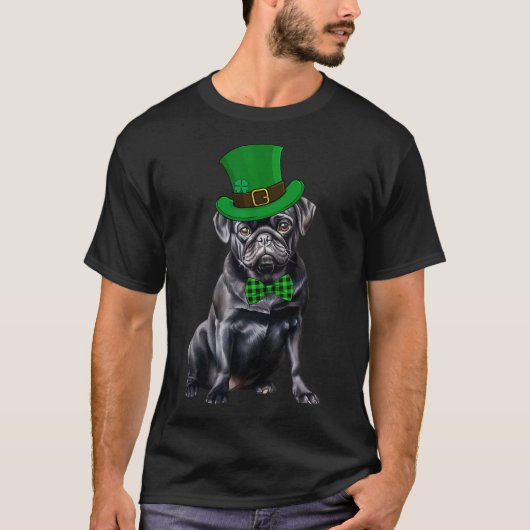 Black Pug Patricks Day Pet Funny St Patricks Day D T-shirt (Voorkant)