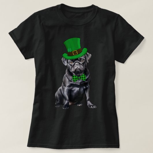 Black Pug Patricks Day Pet Funny St Patricks Day D T-shirt (Design voorkant)