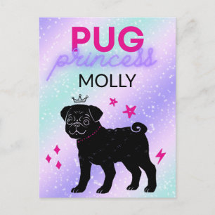 BLACK" PUG PRINCESS" BRIEFKAART