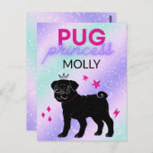 BLACK" PUG PRINCESS" BRIEFKAART (Voorkant / Achterkant)