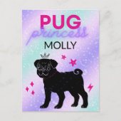 BLACK" PUG PRINCESS" BRIEFKAART (Voorkant)