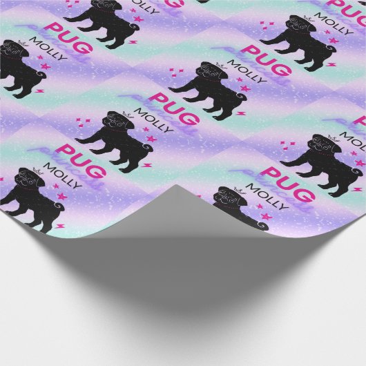 BLACK" PUG PRINCESS" CADEAUPAPIER (Hoek)