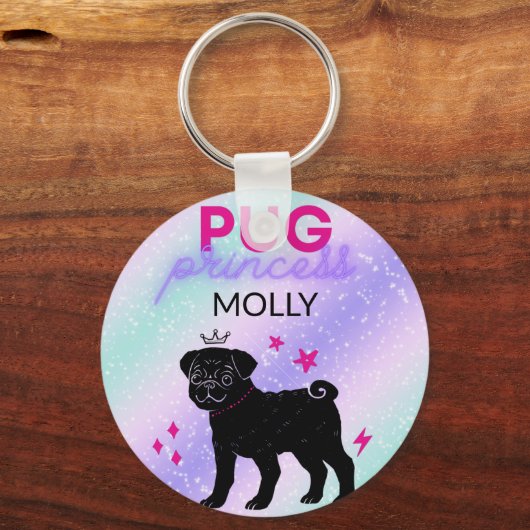 BLACK" PUG PRINCESS" SLEUTELHANGER (Voorkant)