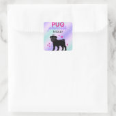 BLACK" PUG PRINCESS" VIERKANTE STICKER (Tas)