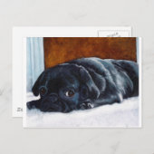 Black Pug Puppy Briefkaart (Voorkant / Achterkant)